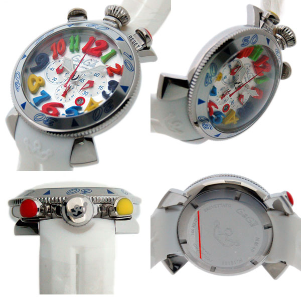 ガガミラノ GAGA MILANO クロノ 48mm 6050.1 マルチカラー ホワイト クォーツ 新品