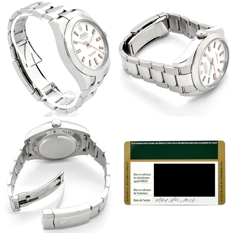 ロレックス ミルガウス 116400 ホワイト V番 メンズ  腕時計